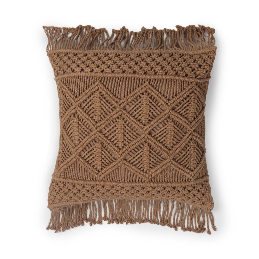 Intricate Macrame Throw Pillow Cover